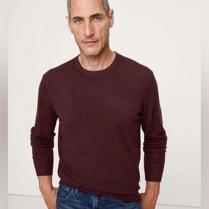 Banana Republic Men's Merino Wool Deep Burgundy Crewneck Sweater